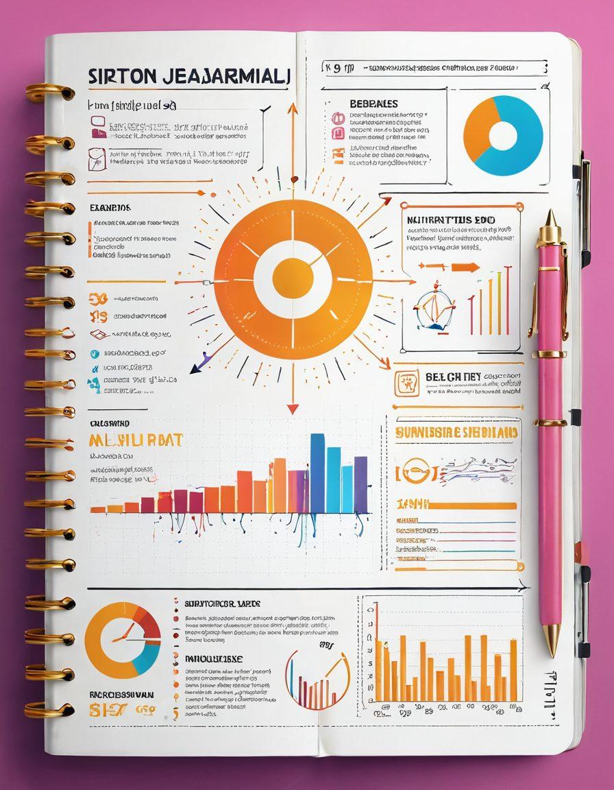 A digital journal transforming from a traditional diary into a glowing, golden digital interface filled with SEO symbols like arrows and graphs. The background features a blend of analog and digital elements, showcasing the evolution of journaling. Incorporate vibrant colors to highlight engagement metrics and a sense of growth. Include a sunrise effect to symbolize new beginnings. super-realistic. vibrant colors. white background.